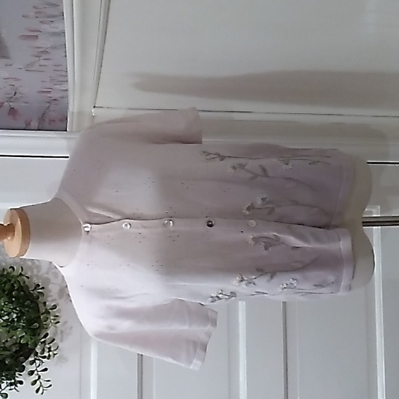 Alfred Dunner PL floral cardigan sweater short sleeve vintage grandma 👵 granny - Picture 1 of 5